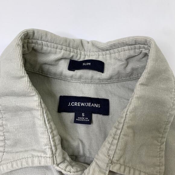 J Crew Shirt Mens S Small Slim Fit Ash Grey Corduroy Long Sleeve Stretch Cotton - Picture 4 of 10